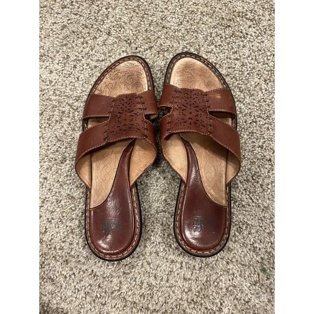 Vintage Söfft Leather Comfort Slide Sandals Size 8.5